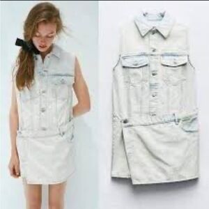 Zara Denim TRF Sleeveless Mini Dress Size S